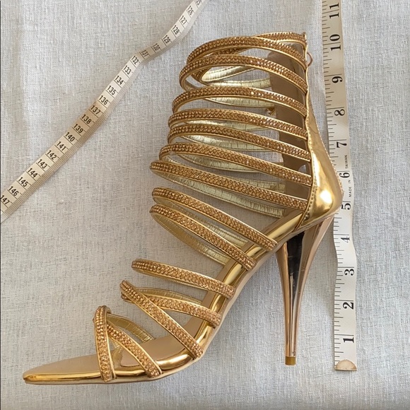 FSJ Gold Cage Stiletto’s with Gold Crystals - Picture 6 of 14